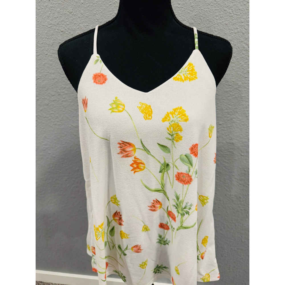 White Birch Floral Spaghetti Strap Tank Top | NWOT | Sz X-Large - Picture 5 of 9